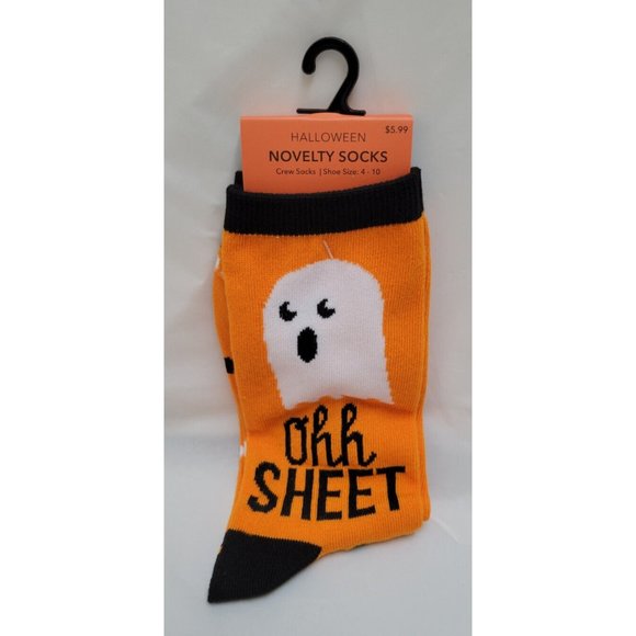 Unbranded Other - NWT Halloween Socks -Crew Socks Size 4 - 10 - Ohh Sheet - Ghost - Black Orange